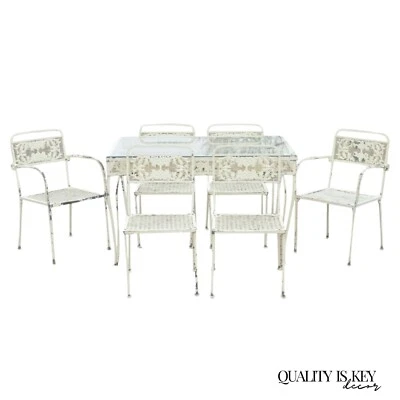 Juego de comedor vintage victoriano de hierro forjado para jardín patio - Juego de 7 piezas Foto 1 de 4