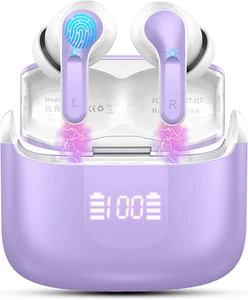 Wireless Earbud, Bluetooth 5.3 40H Stereo Earphones Noise Cancelling 4 ENC Mic - Picture 1 of 8