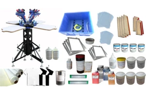 TECHTONGDA 4 Color 4 Station Screen Printing Kit T-shirt Press with Materials - Picture 1 of 9