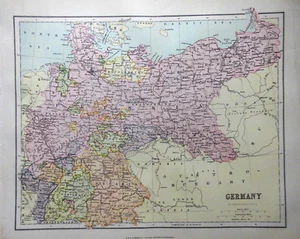 GERMANY; Original Vintage Colour Map (c1890) J Bartholomew/W&R Chambers - 19 - Picture 1 of 3