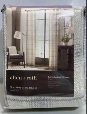 Allen + Roth 50" x 84" Crema Varilla Bolsillo Trasero Pestaña Panel Diseño 3728147 Foto 1 de 3