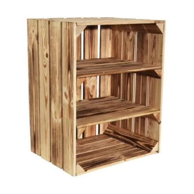 Geflammte Obstkiste 50x40x30cm Hell Geflammt Holzkiste Schuhregal Wandregal Deko - Bild 1 von 4