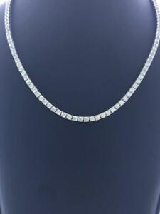 Platinum Sterling Silver Round Cut White Sapphire Classic 3mm Tennis Necklace