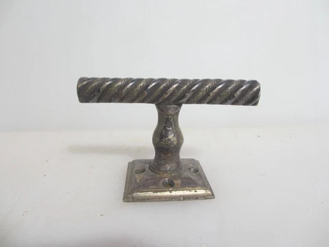 Victorian Brass Lever Door Handle Old Antique Pull Barley Twist Square Plate Cover