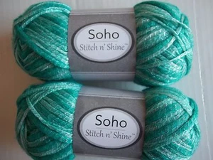 Herrschners Soho Stitch 'n Shine knit texture yarn, Teal, lot of 2 (103 yds ea) - Picture 1 of 2