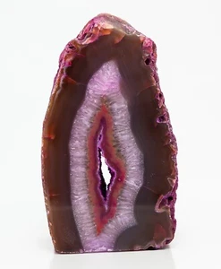 Agate Geode Cut Base Half Slab Magenta Crystal Quartz Decor XL 6.25 lb H2174 - Picture 1 of 12