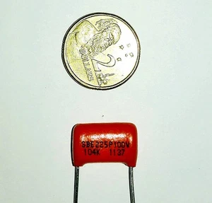 Genuine Sprague Orange Drop SBE 225P 104J Guitar Bass Cap Capacitor 0.1uf 100V - Bild 1 von 2
