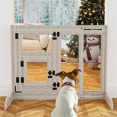 Gehärtetes Glas Treppenschutzgitter Türschutzgitter 77.5-100cm mit Katzentür DE - Bild 1 von 4