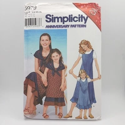 Simplicity 5979 Mother-Daughter Jumper Dress Girls Size 3-8 Misses XS-XL Uncut  - Image 1 of 4