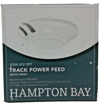 Hampton Bay Track Lighting Parts Floating Power Feed 2400-Watt White - Image 1 of 2