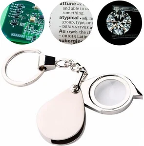 10X Pocket Magnifying Glass, Small Jewelers Loupe Magnifier Folding Keychain - Picture 1 of 8