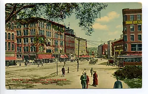 Worcester MA Mass Front Street da Comune, persone, trolley, negozi, presto - Foto 1 di 2