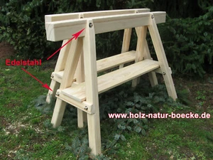 Holzböcke, 2 neue Profi- ,Stützböcke mit Edelstahl,Montageböcke,Arbeitsböcke, - Bild 1 von 3