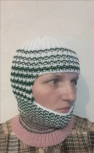 Nuevo sombrero de pasamontañas tejido a mano mezcla de lana con capucha - Imagen 1 de 3