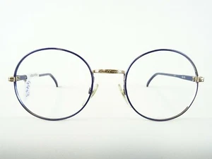Blaue Professorbrille Brillen Metallgestell unisex große runde Gläser Gr. M - Picture 1 of 7