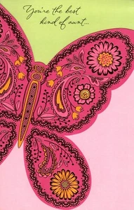 Happy Mother's Day Aunt Pink Butterfly Greeting Card By American Greetings - Picture 1 of 3