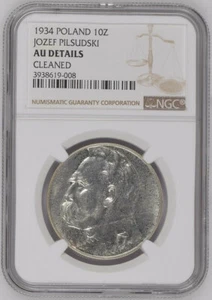 10 ZLOTYCH 1934 POLAND NGC DETAILS CLEANED - Picture 1 of 2