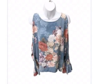 Jade Johnny Was Claudine Blouse Womens S Silk Smocked Split Sleeve 2010 - Picture 1 of 10