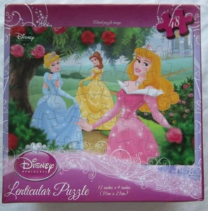 Disney Princess(Cinderella, Belle, Aurora) Lenticular 48 Pc Jigsaw Puzzle-Sealed - Picture 1 of 6