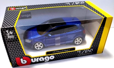 BURAGO 1:24 AUTO DIE CAST VOLKSWAGEN  VW POLO GTI MARK 5  BLU  ART 18-21059B - Immagine 1 di 3