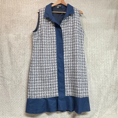 Vestido Vaina Karl Lagerfield Paris Cuello Chambray y Tweed Talla 14 Nuevo Sin Etiquetas Defectos Foto 1 de 4