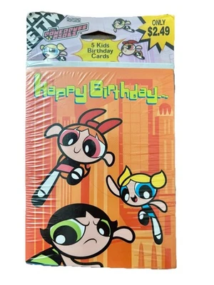 Surtido de tarjetas de cumpleaños vintage 2001 The Powerpuff Girls nuevo Foto 1 de 2