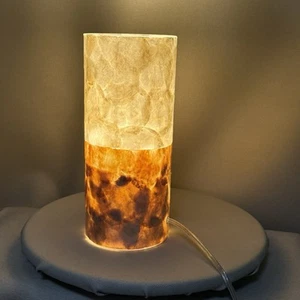 Sea Shell Capiz Shell Cylinder Mood Table Lamp 11” Tall 4 3/4” Diameter - Picture 1 of 16