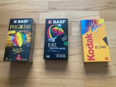 Vier VHS Videokassetten von BASF und Kodak, leer und OVP ⚡️Neu ⚡️ - Bild 1 von 4