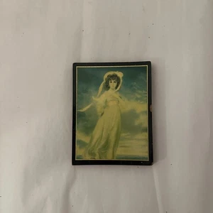 Vintage Mini Framed Art Print Girl in White Dress on Wood Block 1934 Gift - Picture 1 of 6