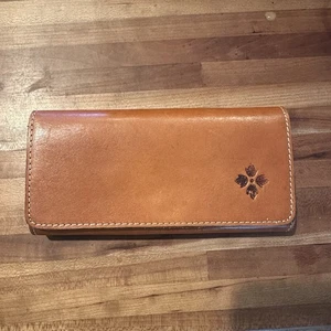 Cartera sin asas Patricia Nash larga marrón cuero genuino acordeón - Imagen 1 de 11