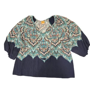 Camisa Ruby Rd Top Estampado Manga 3/4 Mujer Talla Grande 3X Manga Abullonada Paisley Boho - Imagen 1 de 16