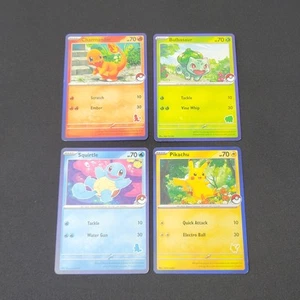 POKEMON MY FIRST BATTLE 4 CARD SET PIKACHU SQUIRTLE BULBASAUR CHARMANDER Blue - Picture 1 of 9