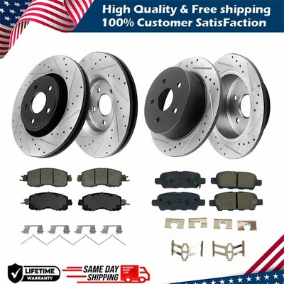 Front Rear Drilled Rotor + Ceramic Pad for 2002-03 2004 2005 2006 Acura RSX Base - Imagem 1 de 4