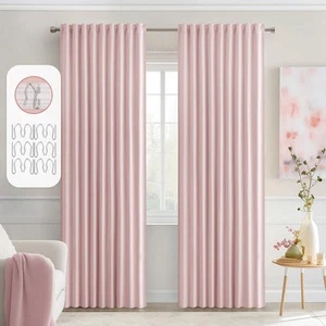 Baby Pink Back Tab Blackout Curtains 84 Inch Length 2 Panels Set for Living R... - Picture 1 of 9