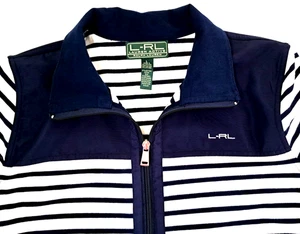 Giacca L-RL Lauren Ralph Lauren Active donna L blu navy e bianca a righe full zip - Foto 1 di 11