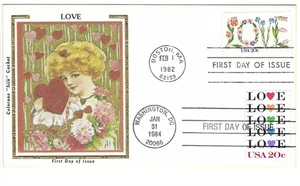 Colorano Silk FDC 1982, 1984 20c Love Combo Doble Cancelación Sc# 1951 - Imagen 1 de 1