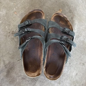 Birkenstock Florida Black Triple Strap Sandals Size 39 Lightly Worn - Picture 1 of 3