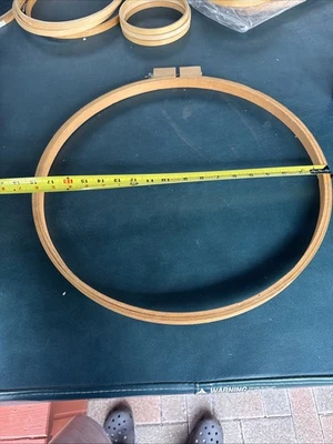 Vintage Large 18” Round Wooden Needlepoint Hoop Quilting Embroidery Handwork - Image 1 of 4