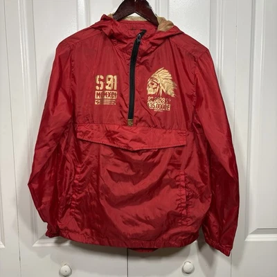 Southpole 夹克男孩 L 红色连帽风衣街头服饰 Y2K 图形嘻哈 — 第 1/4 张图片