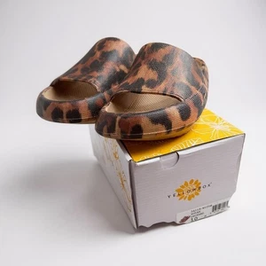 Sandali slide stampa leopardata Zolah scatola gialla comodi slip on taglia 10 - Foto 1 di 9