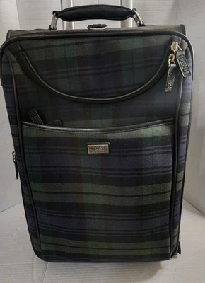 Maleta de mano enrollable vintage Chaps Ralph Lauren a cuadros azul verde Foto 1 de 4