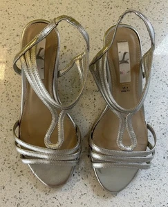 Sandals Heels Silver Size 4 Wide Fit - Picture 1 of 11