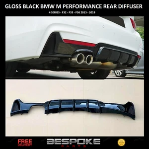 FOR BMW F32 F33 F36 REAR DIFFUSER VALANCE LIP M PERFORMANCE SPOILER GLOSS BLACK - Picture 1 of 18