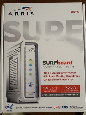 ARRIS SURFboard DOCSIS 1.1, 2.0, 3.0 RoHS Cable Modem SB6190 - Image 1 of 3