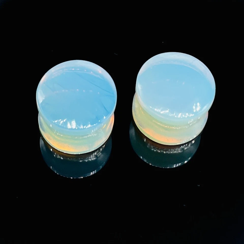 Opalit Stein Double Flared Runde Form Ohr Stecker Messgeräte Paar Größen 3mm Zu - Bild 1 von 4