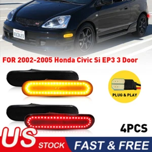 Luces marcadoras delanteras/laterales traseras LED de humo de 3 puertas para Honda Civic Si EP3 02-05 4 piezas - Imagen 1 de 12