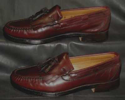 Brooks Brothers men's burgundy leather kiltie tassel moc toe loafer shoes sz 8C - Image 1 of 4