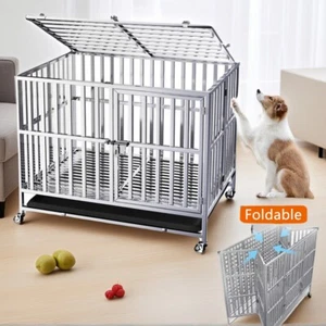37'' 30'' Dog Cage Large Metal Foldable Crate Kennel For Pets Puppy Cat Training - Picture 1 of 14
