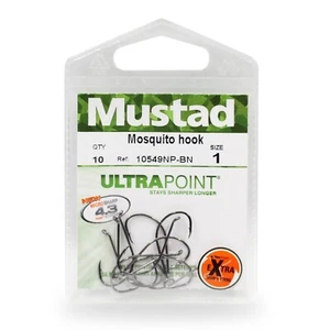 Mustad Hooks Drop Shot Live Bait 2X FINE Wire (10549NP-BN-10U) Any Size Black - Picture 1 of 9