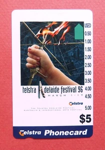 1996 TELSTRA (MINT) Australian $5 Phonecard: TELSTRA ADELAIDE FESTIVAL 96 - Picture 1 of 2